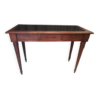 Louis XVI style console table in oak and leather