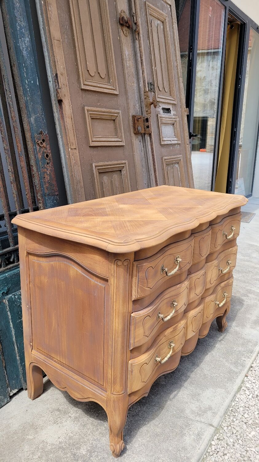 Louis xv style chest of drawers in pickled cherry