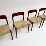 Set of 4 Model 75 chairs by Niels O. Möller, 1950s