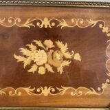 Vintage Italian Sorrento Wood Marquetry Brass Serving Tray 36