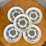 Set of 5 vintage Gien cheese plates