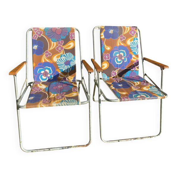 Chaises de camping pliantes années 70 , chaises de jardin terrasse