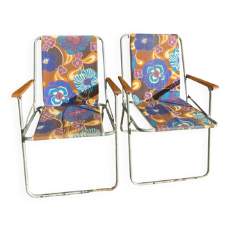 Chaises de camping pliantes années 70 , chaises de jardin terrasse