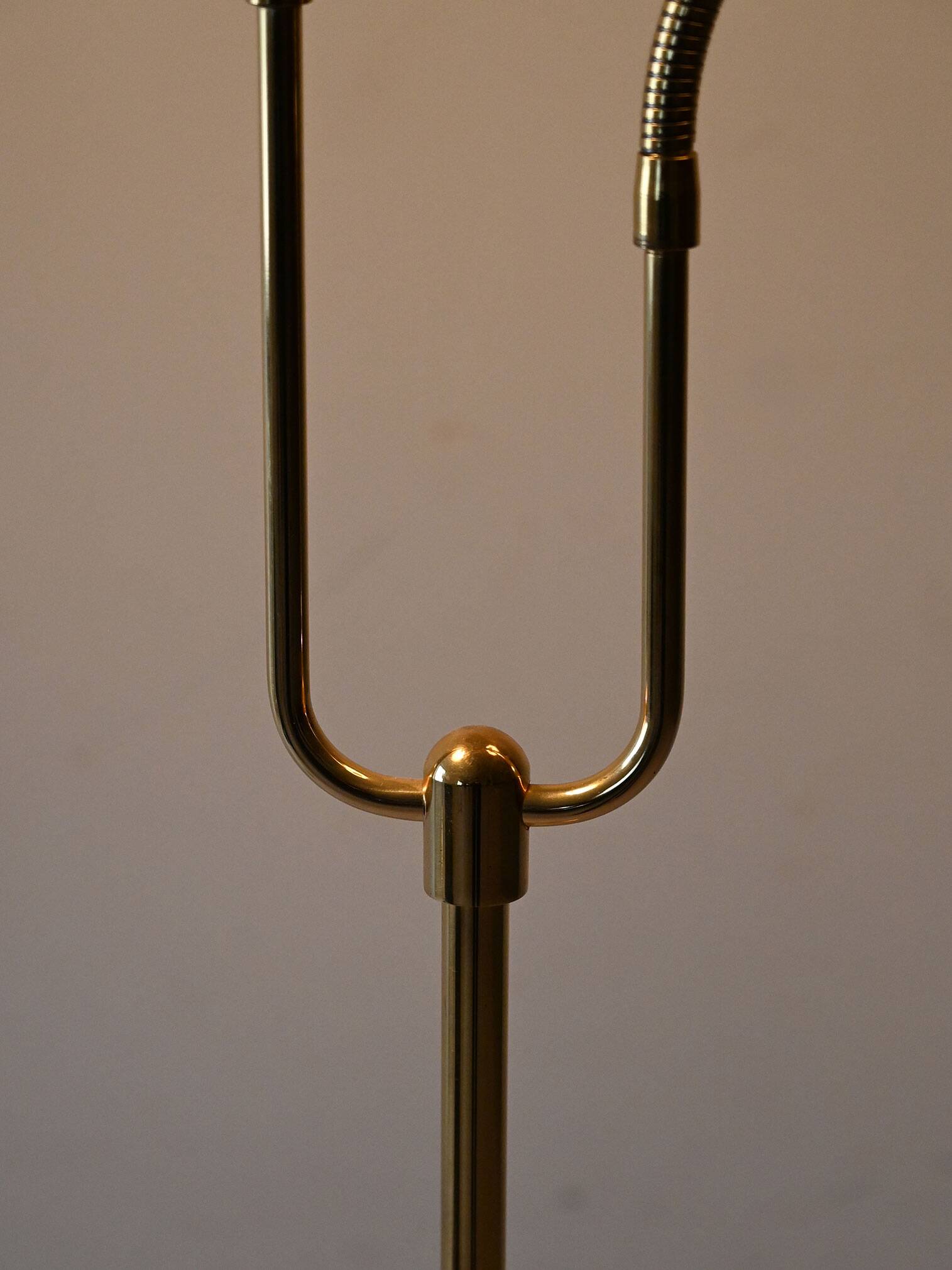 1950s Scandinavian teak and brass floor lamp