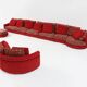 Modular Sofa in Red and Patterned Upholstery by Roche Bobois, France 1980s