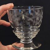 10 old port wine glasses in engraved art deco chiseled crystal