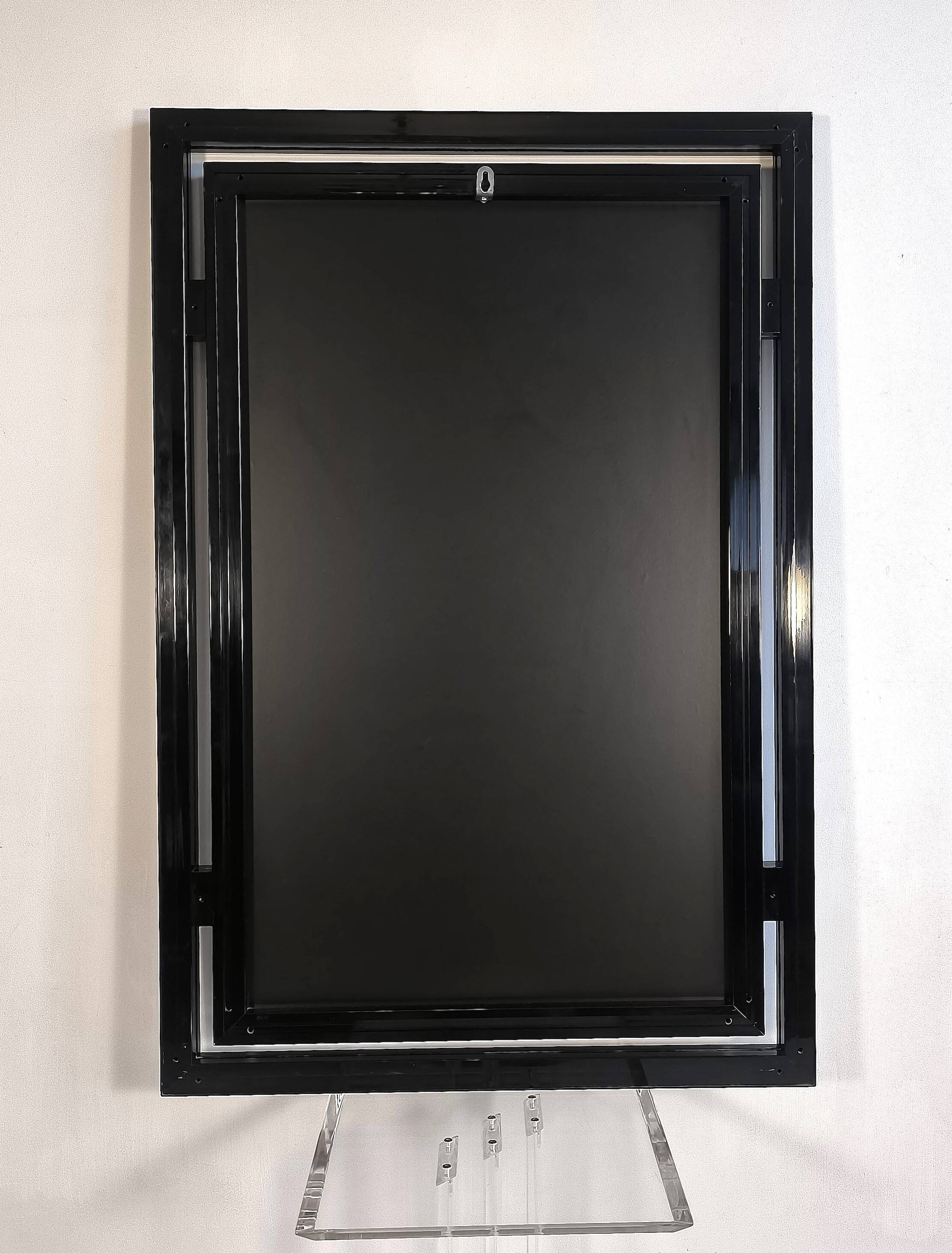 Miroir design Pierre Vandel Paris – Années 80 – Noir laqué