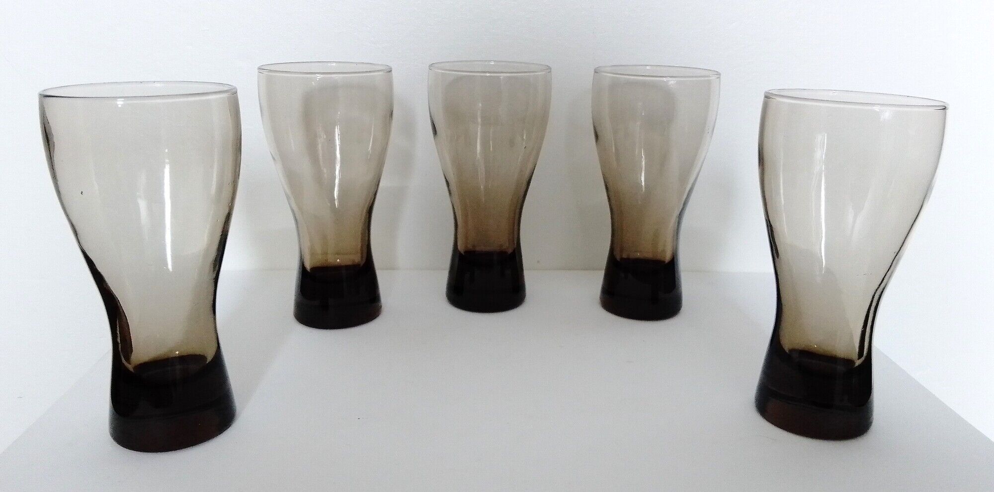 Set of 5 smoked glass soda glasses