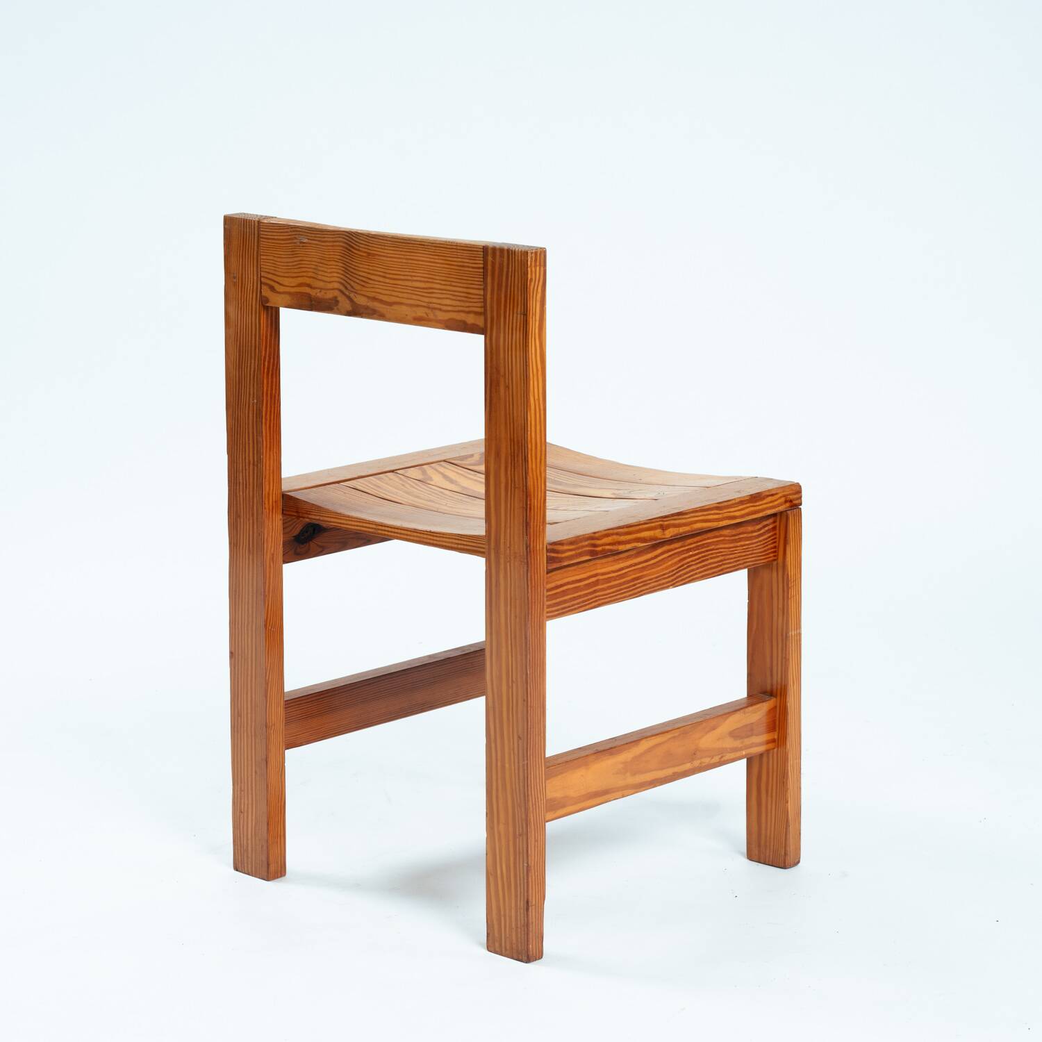 Minimalist vintage pine dining chairs with visible joints,The Netherlands,