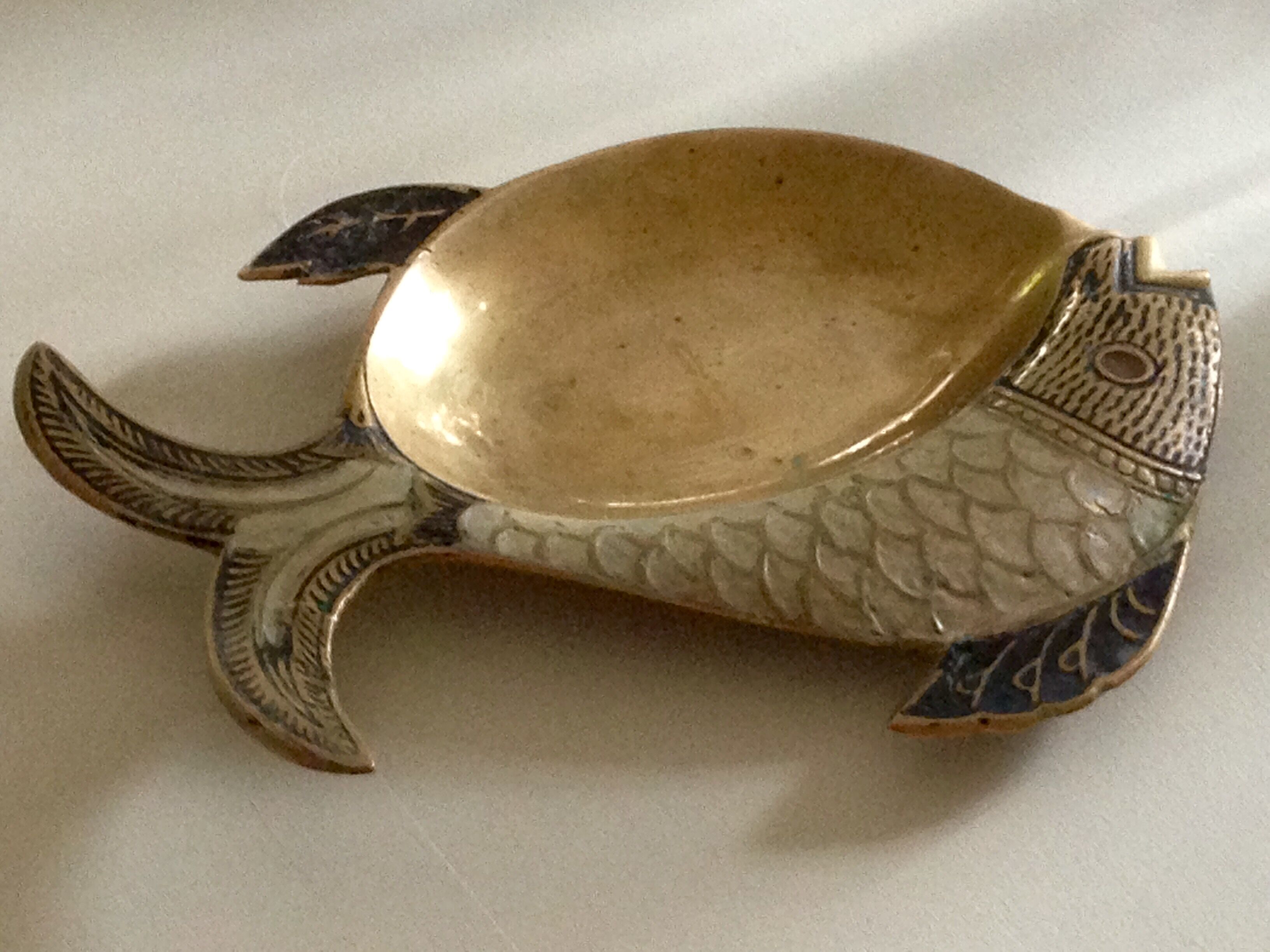 Trinket bowl fish brass