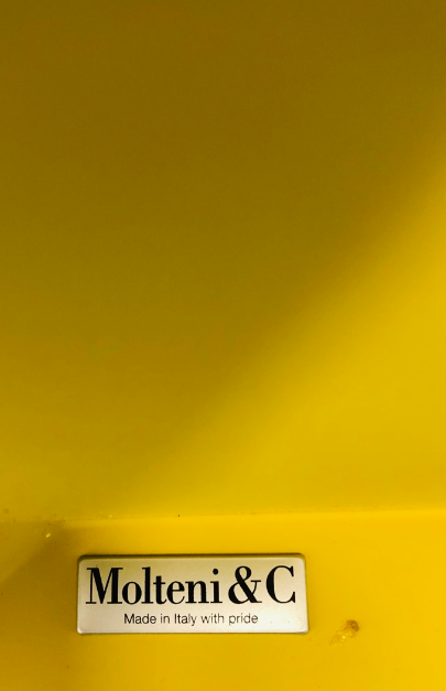 Two yellow "Alfa" chairs by Hannes Wettstein for Molteni