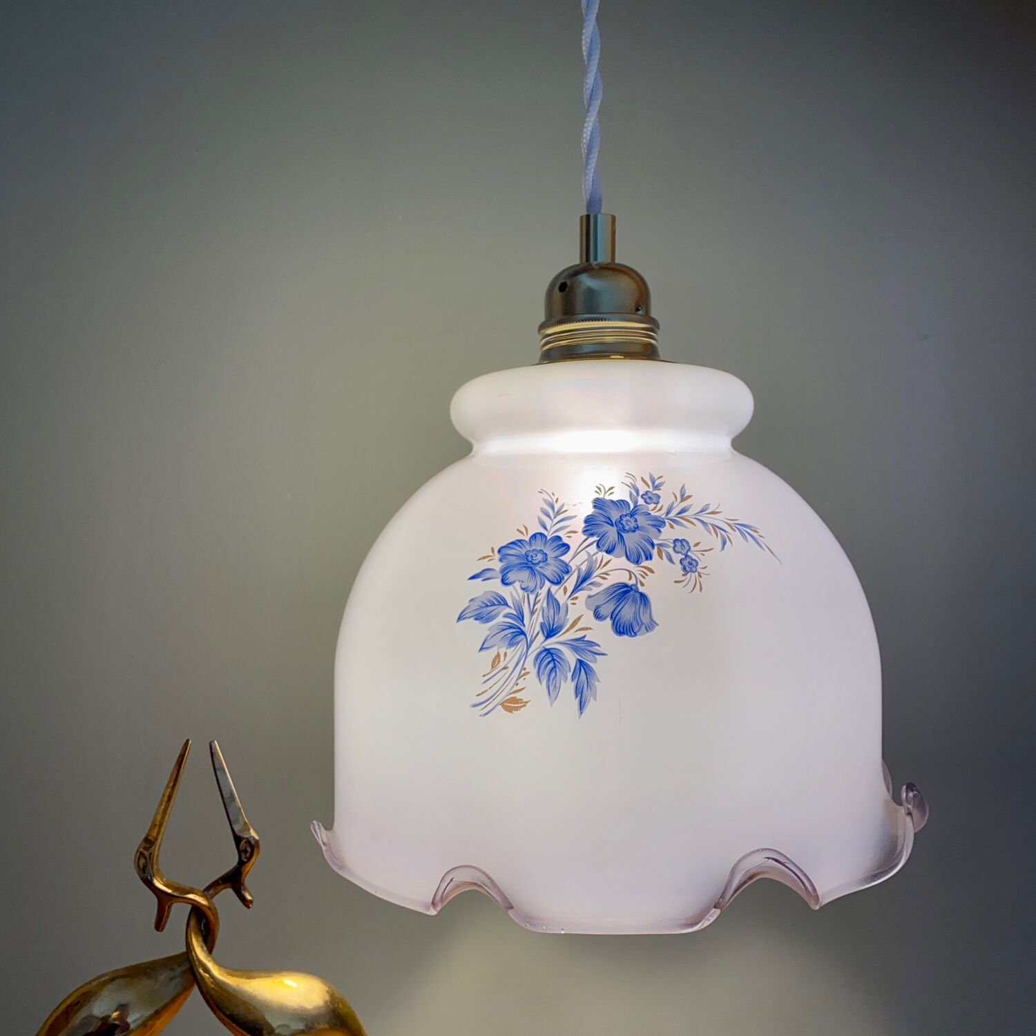Vintage opaline lampshade pendant