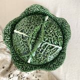 Soup tureen and green cabbage dish in barbotine