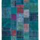 Handmade oriental contemporary 204 cm x 300 cm turquoise patchwork carpet