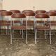 10 vintage skai and chrome metal folding chairs 1970