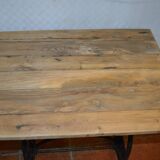 Old cast iron industrial console table and oak top