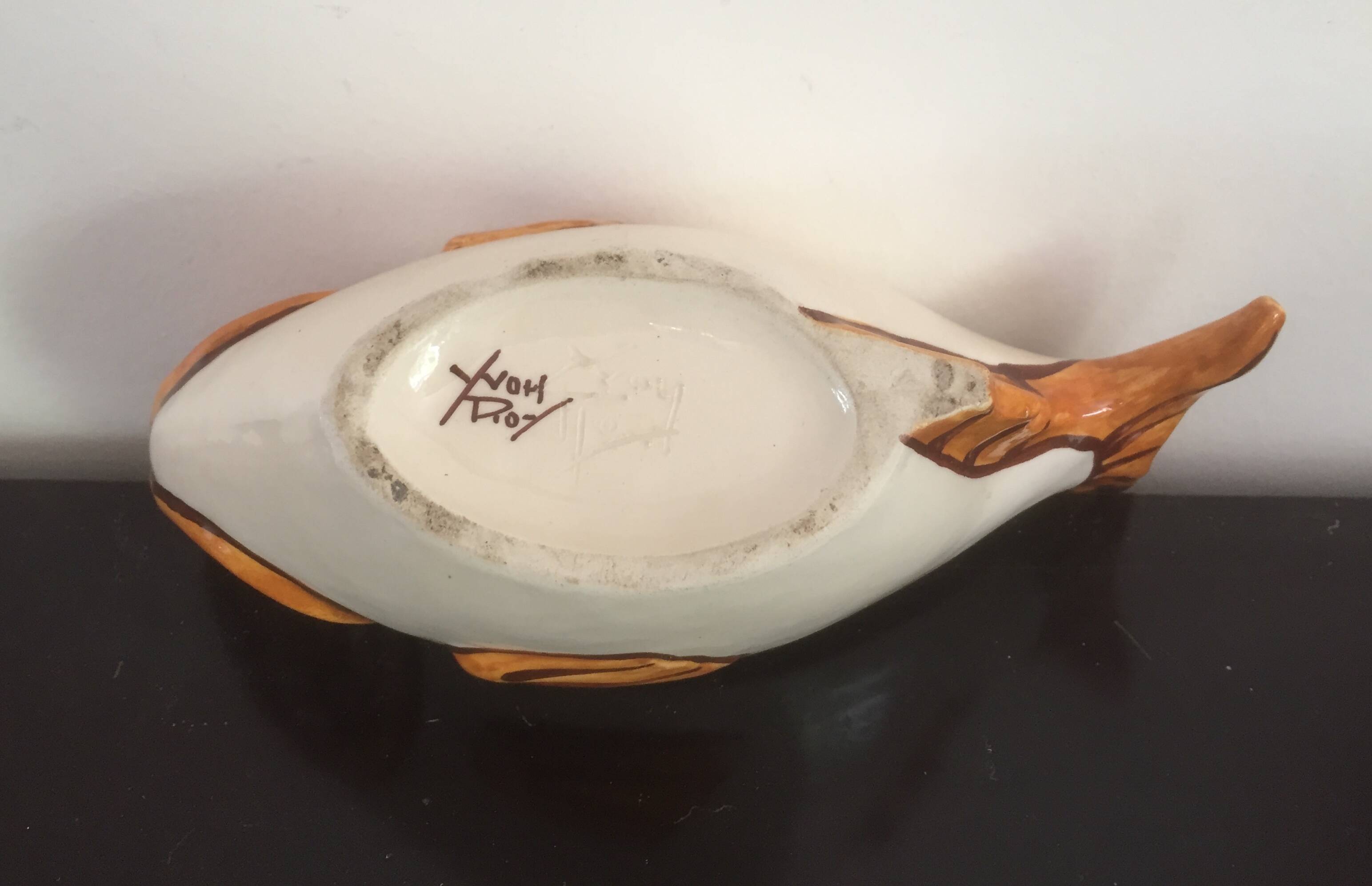 Saucière poisson faïence - Yvon  ROY - art déco /vintage