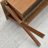 1970s, Scandinavian side table with drawer, solid oak wood, teak wood.