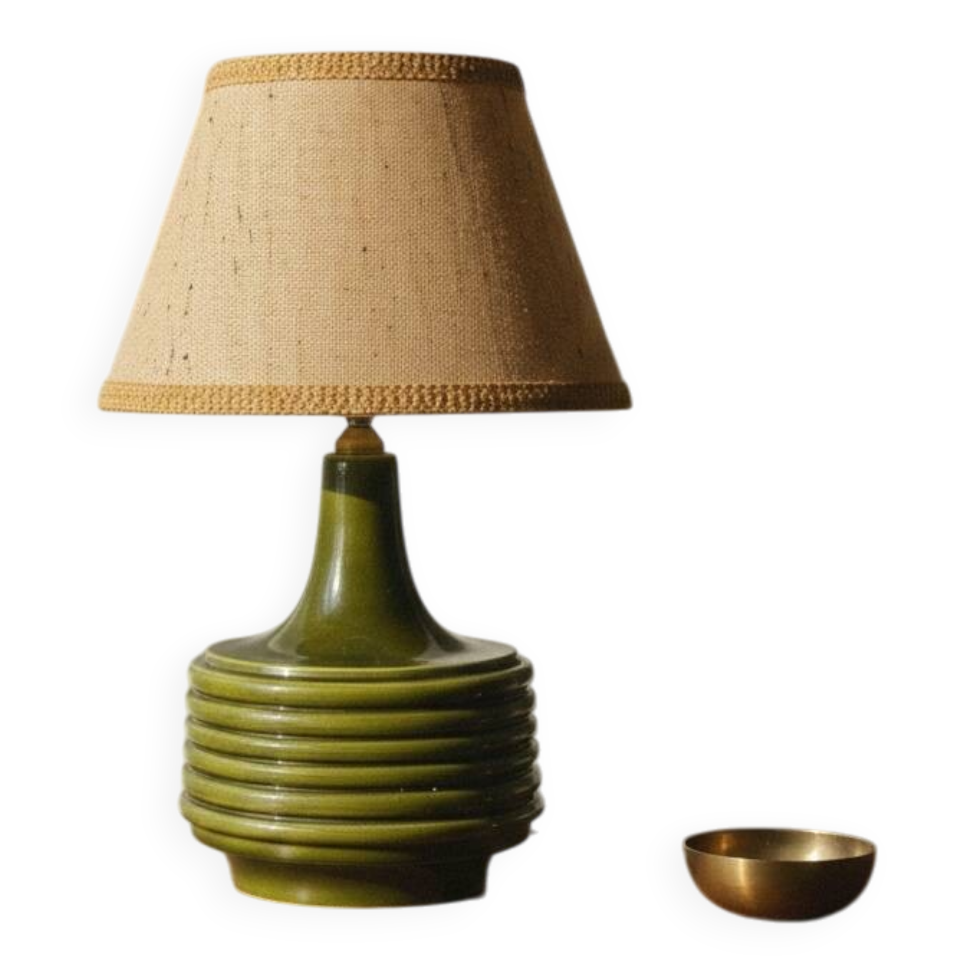 "Héritage 70" lamp in green glazed ceramic