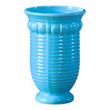 Grand vase ancien Art Deco Poël Laval, céramique émaillée turquoise