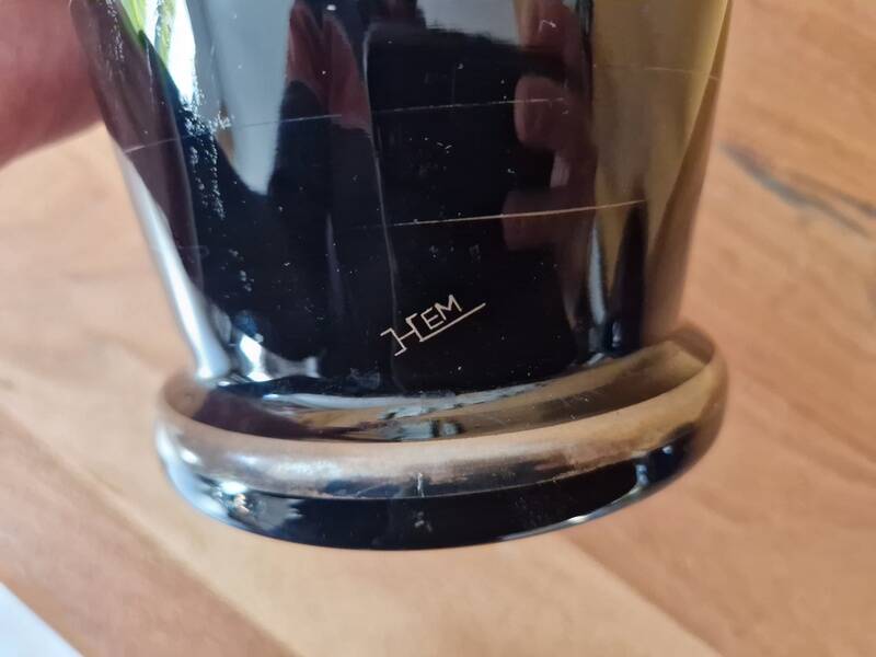 Michel Herman known as HEM - Truncated conical vase in black glass Art Deco