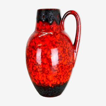 Vase poterie Graisse Lave Multi-Couleur rouge noir par Scheurich, années 1970