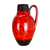 Vase poterie Graisse Lave Multi-Couleur rouge noir par Scheurich, années 1970