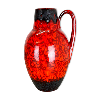 Vase poterie Graisse Lave Multi-Couleur rouge noir par Scheurich, années 1970