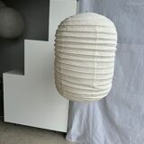 Suspension in rattan and natural japanese linen lantern shape h70 d50