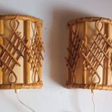 Pair of bamboo sconces 70s