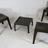 Set ode 3 chairs and 1 coffee table, fiberglass, chocolate color, France, cira 1970