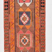 3x11 Orange & Brown Kilim Runner Rug, 88x330Cm