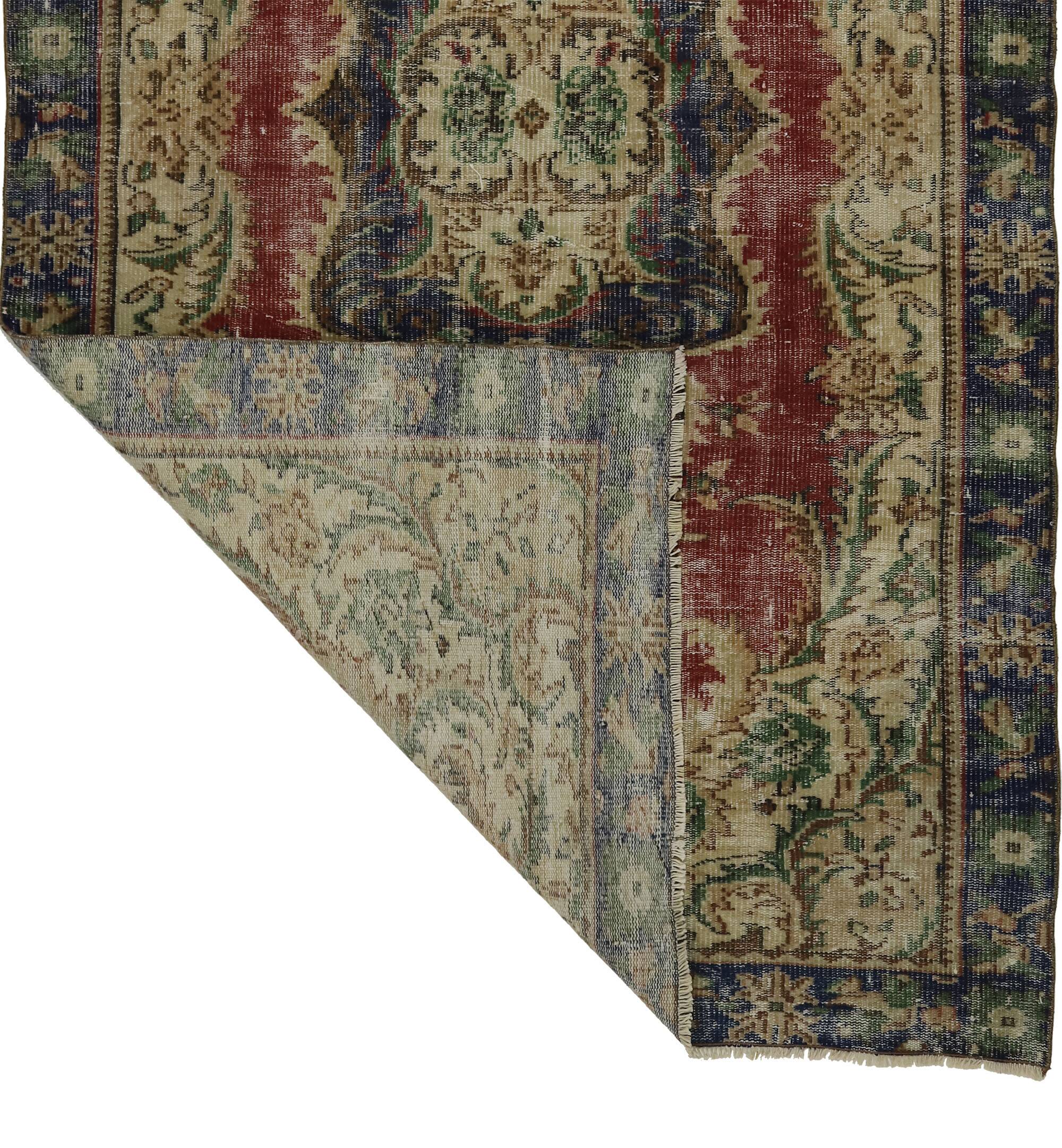 One-of-a-kind turkish handwoven vintage rug - rustic vintage charm 260x 156 cm