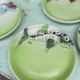 Vintage ceramic service from Vallauris. Fish decor. 1960s.
