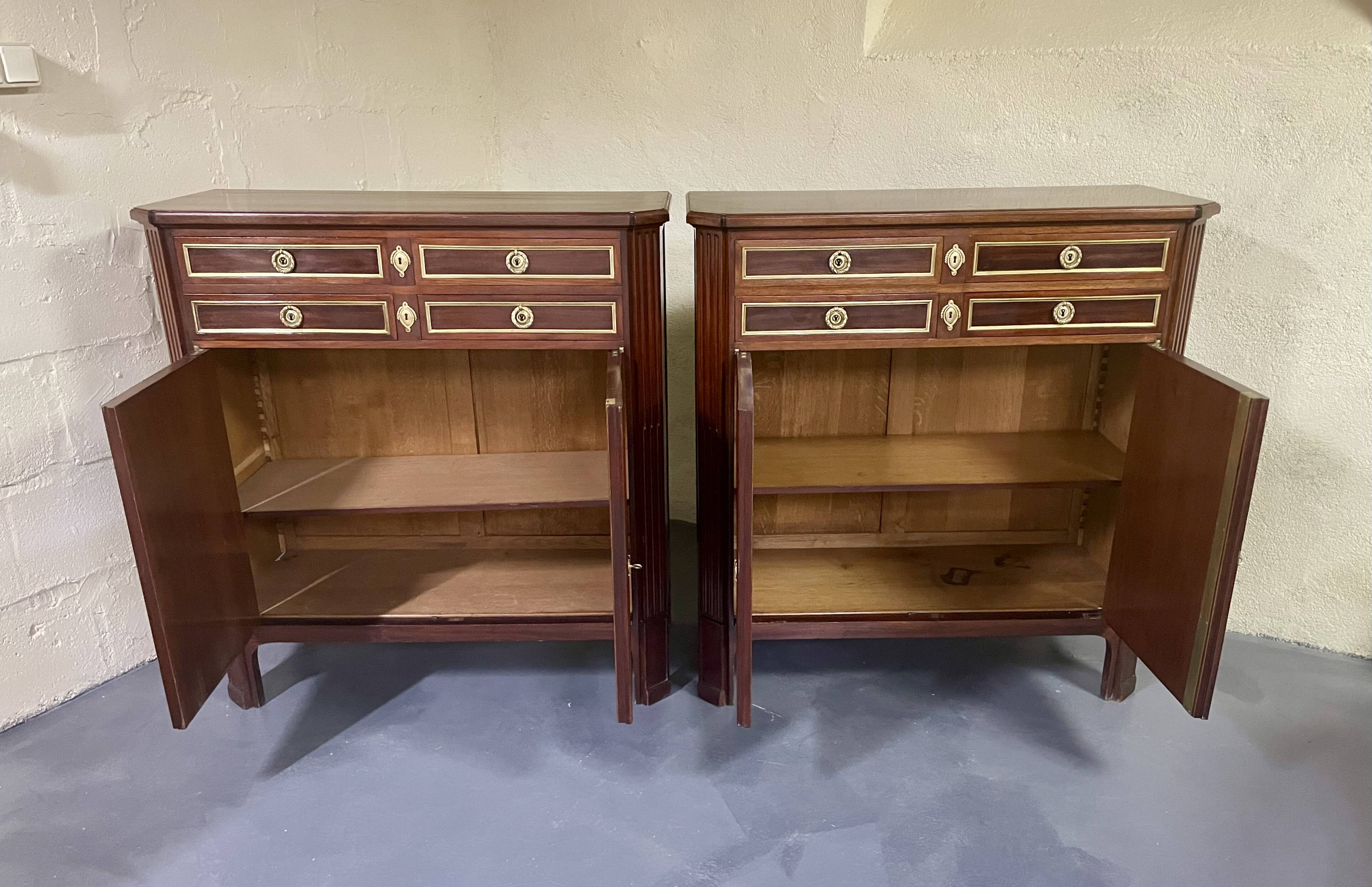 Pair of Louis XVI style mahogany sideboards