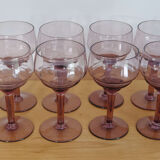 Lot 8 tinted blown glass wine glasses