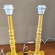 Paire de pieds de lampe bois tourné vintage.