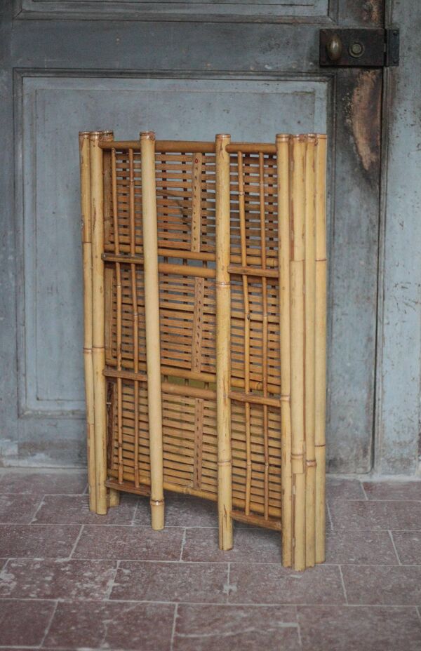 Etagère bambou pliante, étagère sur pied vintage, meuble bambou