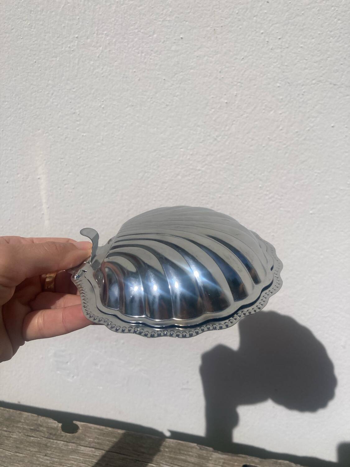Silver plated butter dish shell 1950