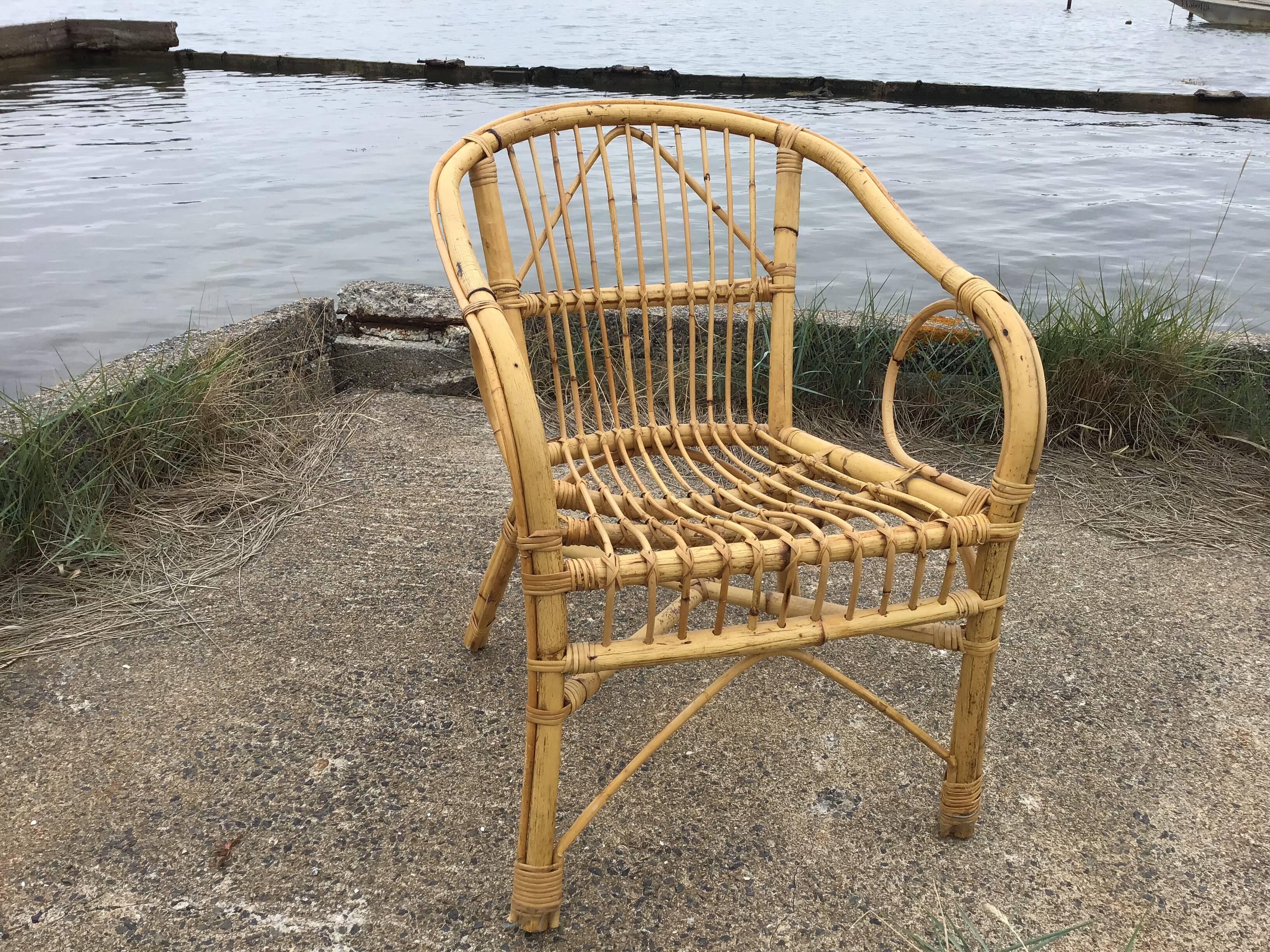 Vintage rattan armchair