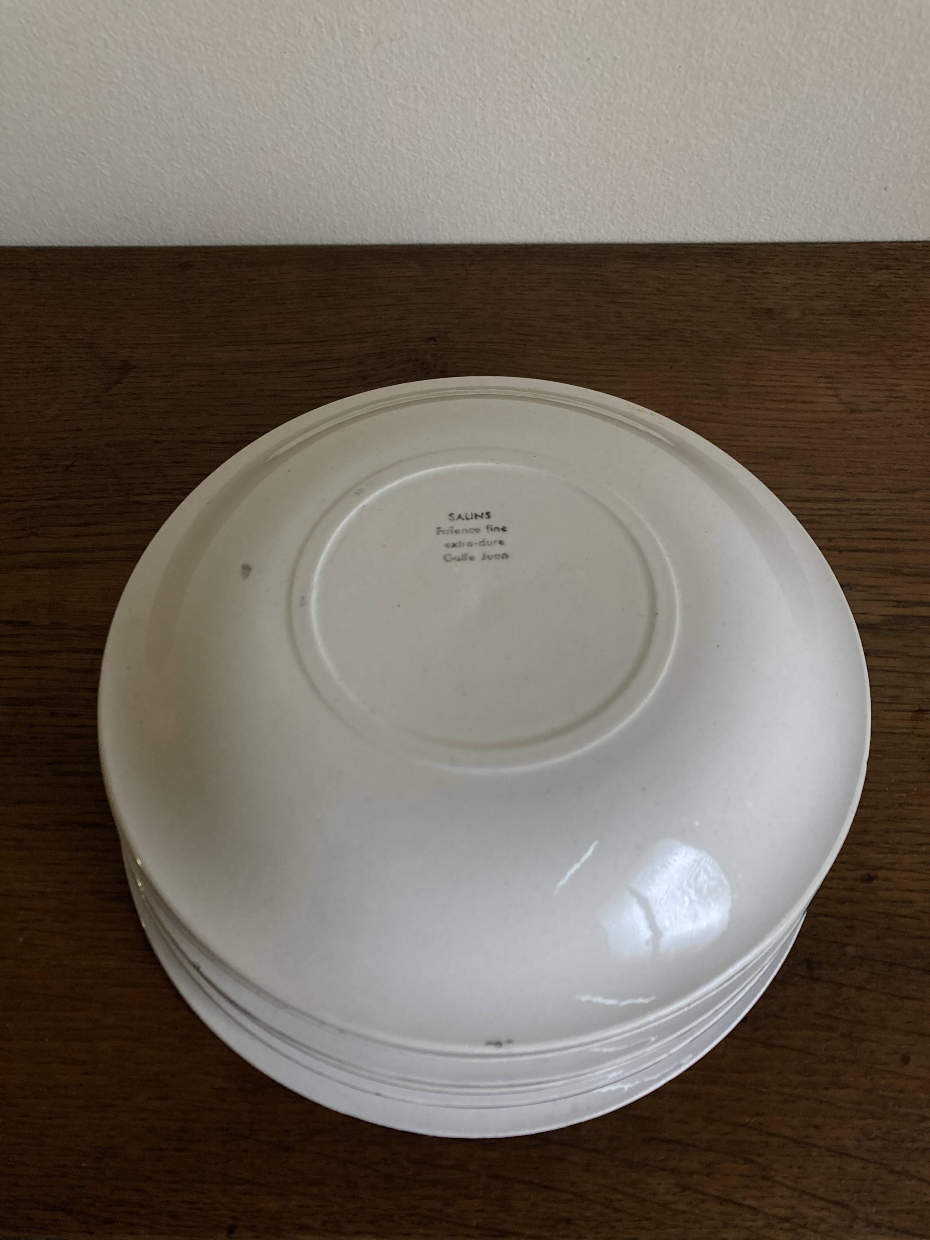 Set of 6 salins 1960s golfe juan black calotte plates