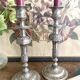 Antique silver-plated metal candlesticks