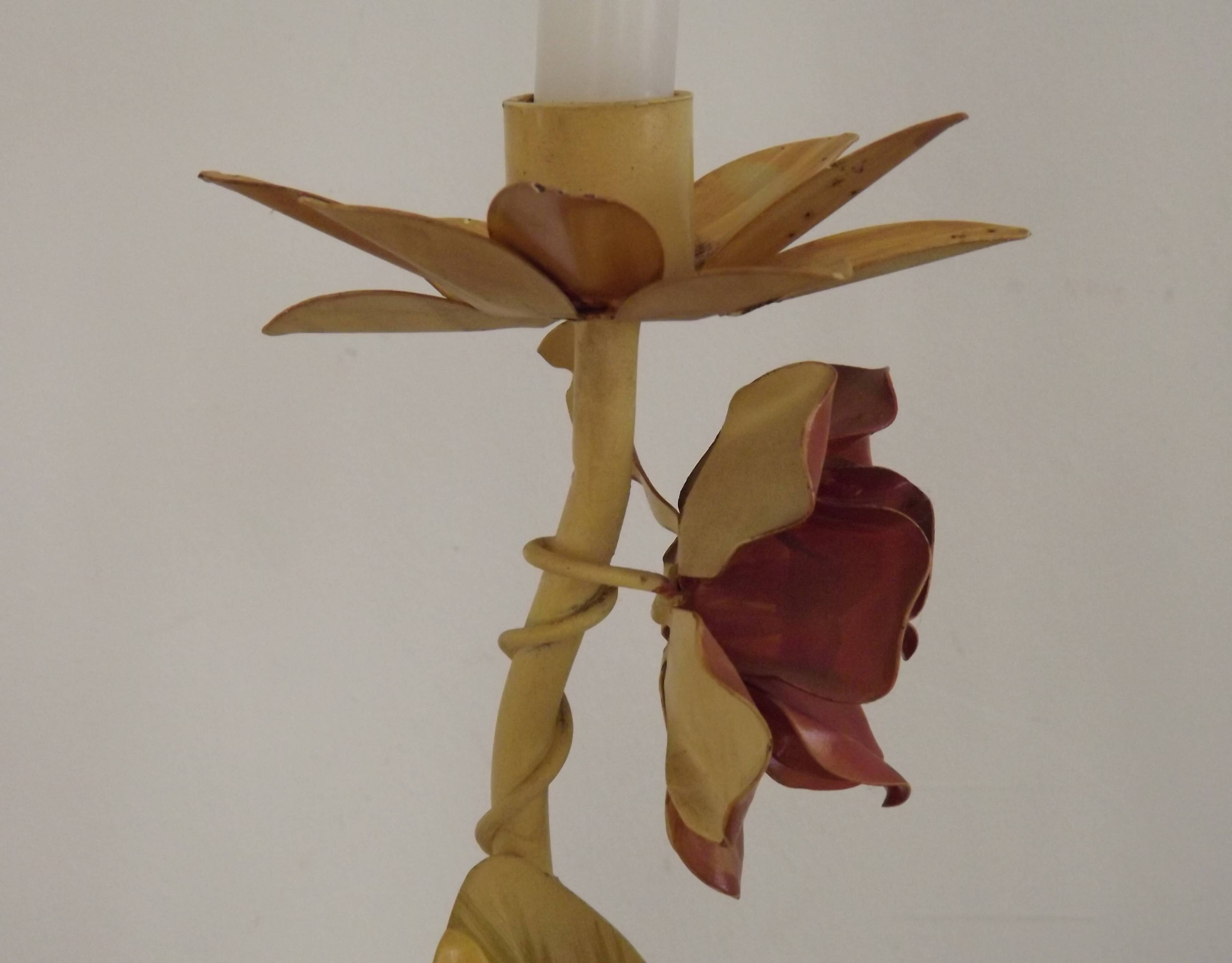 Large Vintage French FloralThree Arm Candelabra – Tied Bouquet Style