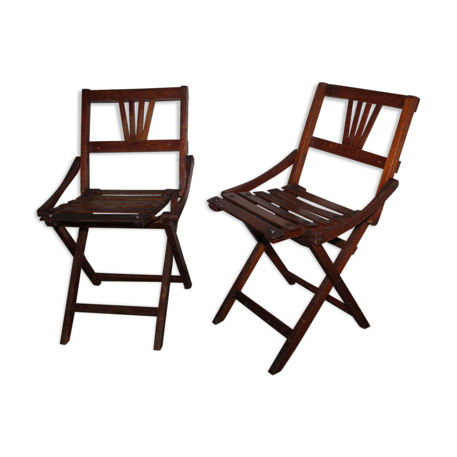 2 wooden folding chairs