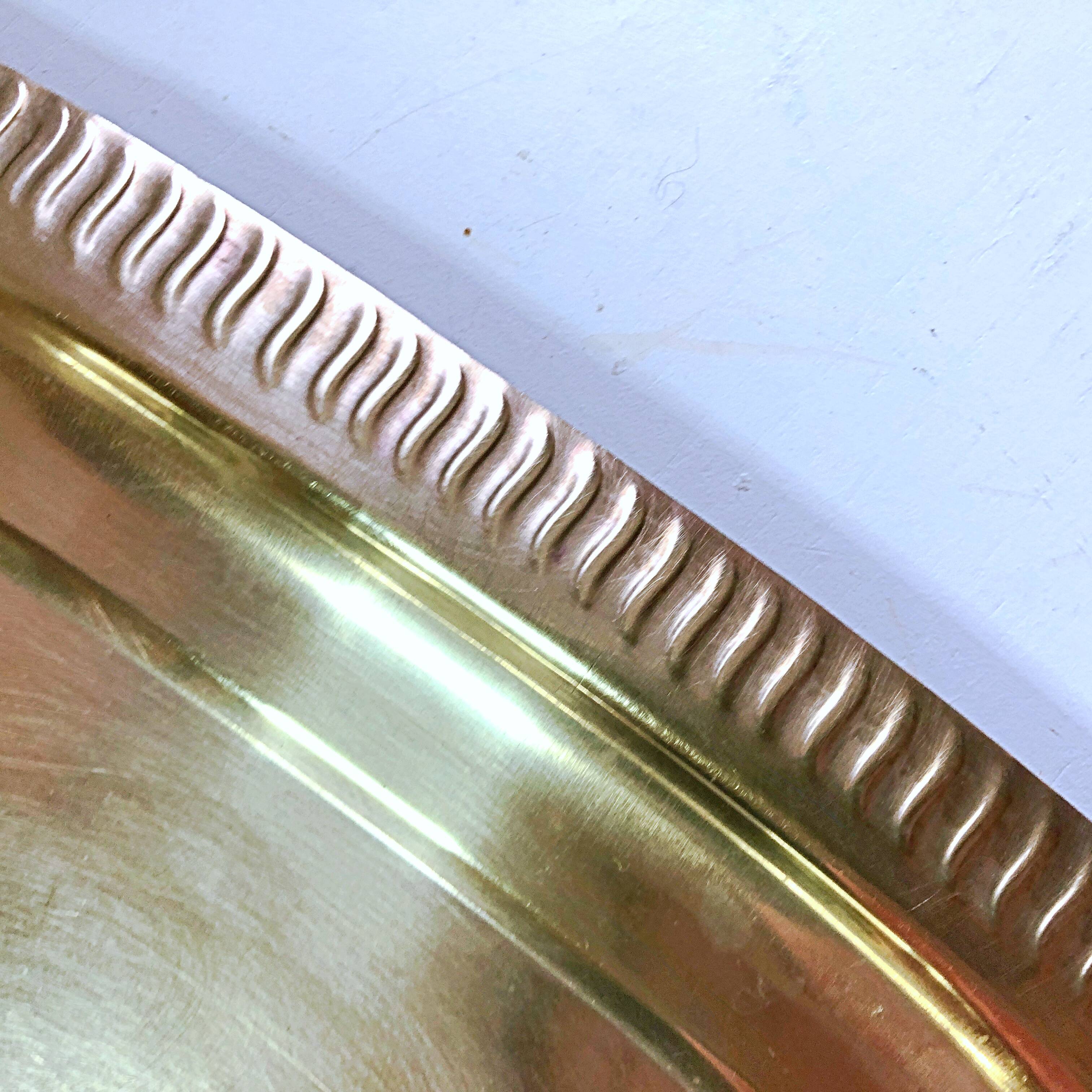 Large gilded copper serving tray early 20th century