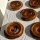 Set of 12 oyster or shell plates in glazed brown ceramic D