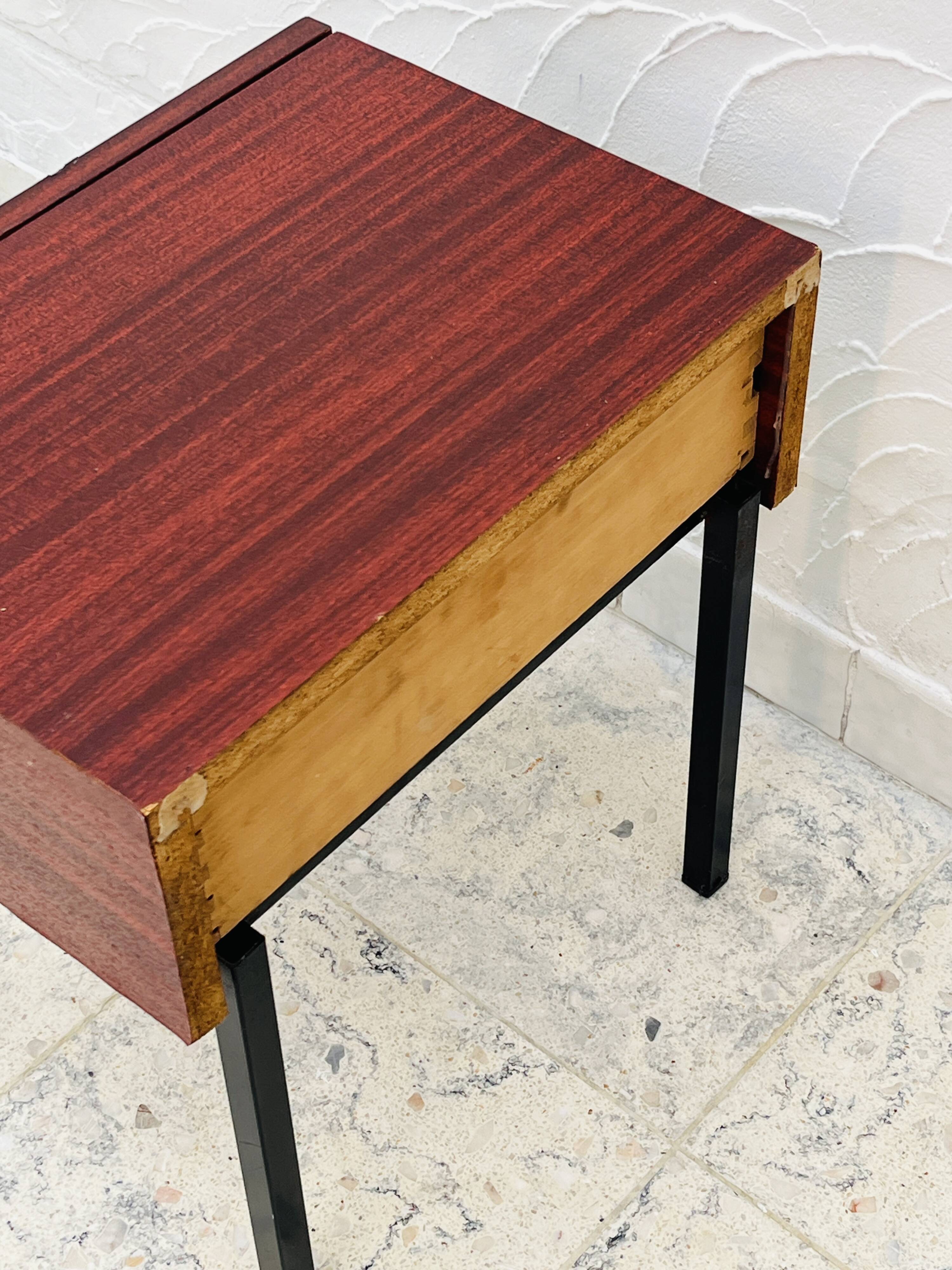 Vintage bedside table wood and metal from the 70s