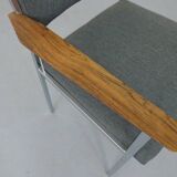 Vintage Square Tubular Rosewood and Steel Armchairs, Germany, 1960s, Set of 2