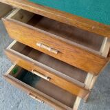 Vintage desk with rattan and solid oak compass legs