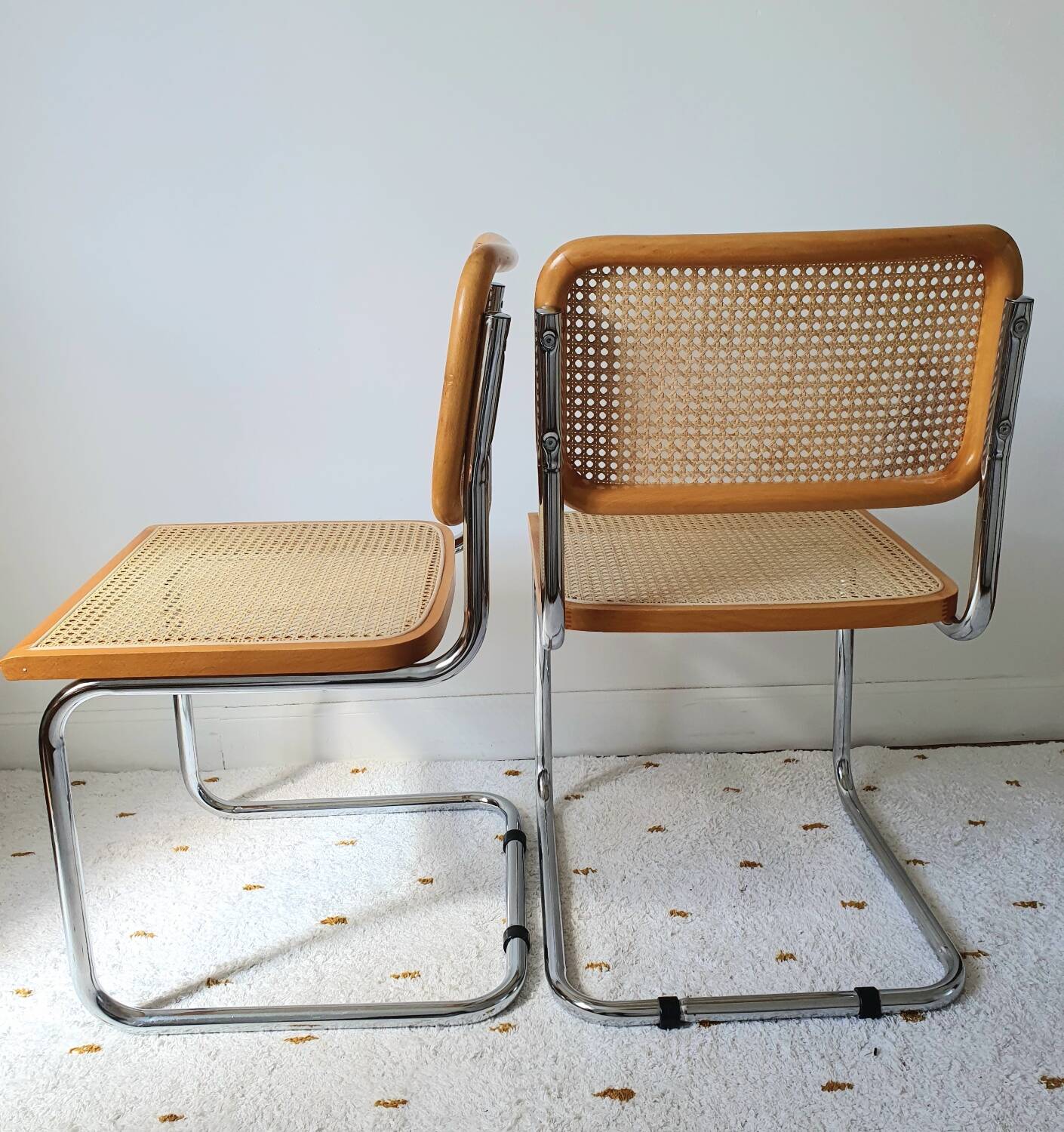 Pair of B32 Marcel Breuer cane chairs
